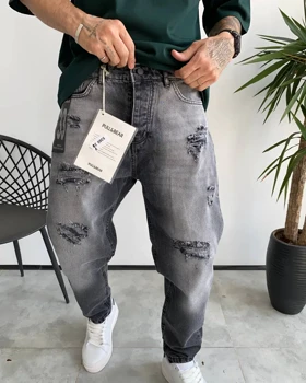 شلوار مام فیت طوسی زاپ‌دار RAG&BONE