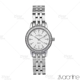 ساعت الکسا اسپشیال زنانه نقره ای صفحه سفید دور نگین 106145