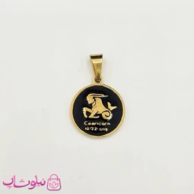 گردنبند ماه تولد دی نماد بزکوهی (capricorn) استیل طلایی مشکی (ظریف) کد 130