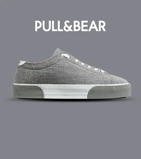 کفش کتانی مردانه طوسی سفید PULL & BEAR مدل 7450