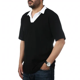 پولوشرت آستین کوتاه یقه شکاری مردانه سیزر مدل 15611243