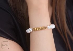 دستبند استیل کارتیر مروارید