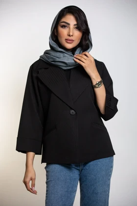 کت زنانه یقه ای استین دو دکمه