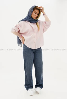 شلوار جین نیم بگ رگولارکد1005006