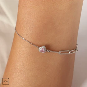 دستبند نقره قلب رنگی کد 351247