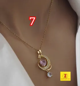 گردنبند استیل زنانه نگینی طرح جواهر