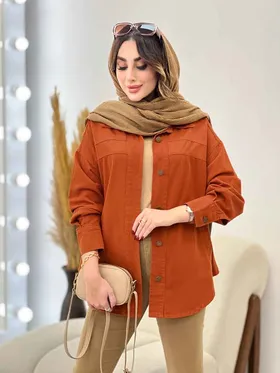 کت کتان رنگی برش‌دار دو جیب