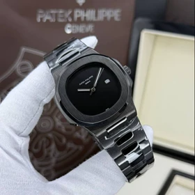 ساعت مچی مردانه پتک فیلیپ ساخت ژاپن با گارانتی و جعبه ( تمام مشکی مینیمال )