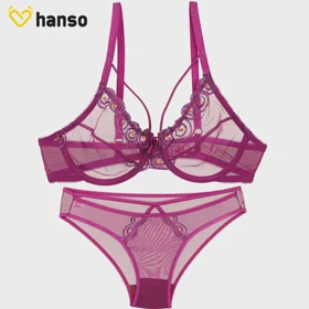 ست شورت و سوتین توری فنردار ژینا بنفش