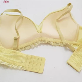 سوتین بدون فنر زنانه مدل کاپ اسفنجی گیپوری رنگ لیمویی کد 5304