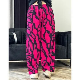 شلوار بگ دخترانه پارچه ای طرحدار کراش