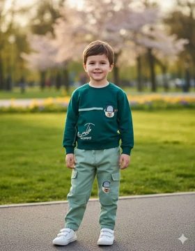 بلوز شلوار بچگانه جیب‌دار خرسی