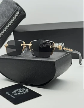 عینک فریم لس کروم هارتز کد 2924 Chrome Hearts (مشکی طلایی)