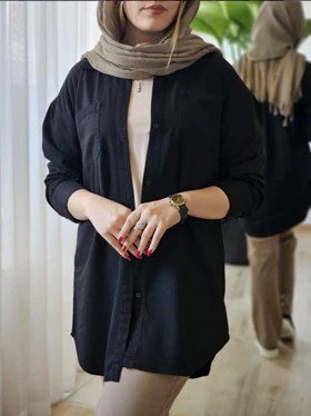 شومیز مانتویی لینن مشکی