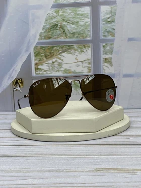 عینک آفتابی خلبانی ری‌بن مدل RB3025 پلاریزه فریم فلزی، عدسی کریستال سایز 60 (فریم قهوه ایی عدسی قهوه ایی)