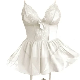 لباس خواب دامن دار زنجیری سفید برند لاولی