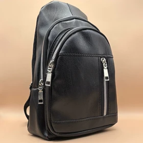 بادی بگ چرم مشکی مدل ساده مات