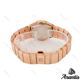 ساعت امگا کانسلیشن زنانه رزگلد صفحه سفید ایندکس نگین w-1744
