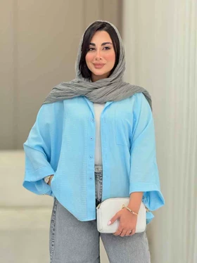 مانتو پانچ آستین پاکتی تک جیب