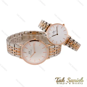 ساعت ست دنیل ولینگتون دورنگ رز صفحه سفید متوسط DW-4426-32-S