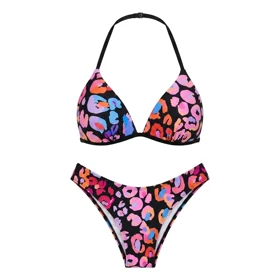 ست بیکینی Cupshe مدل Multi-Color Leopard Halterneck – پلنگی چندرنگ، هالترنک و بالاتنه فرم‌دهنده