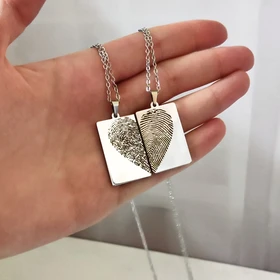گردنبند ست دونفره اثر انگشت استیل و رنگ ثابت (زمان ساخت 2 الی 4 روز کاری)