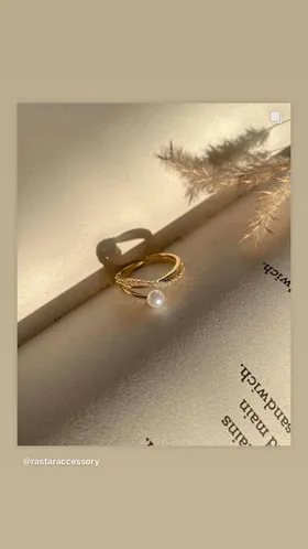 انگشتر مروارید نگین‌دار