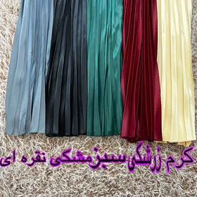 دامن پلیسه ساتن براق بلند