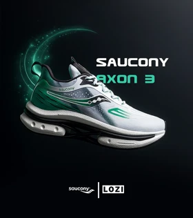کفش کتانی سفید مشکی سبز Saucony Axon 3 مدل 7401