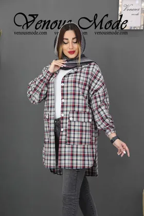 مانتو چهارخونه جیب پاکتی