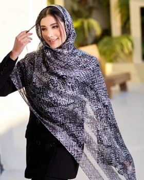 شال ابریشم میله ای پوست ماری 20625