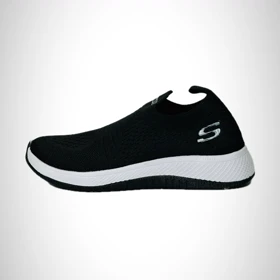 کتانی زنانه اسکیچرز بافتی مشکی سفید