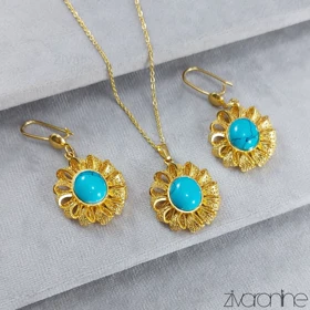 نیم ست زنانه طرح فیروزه برنجی طلایی 10048