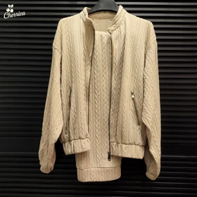 ست سویشرت و شلوار بافت کرمی کد 27