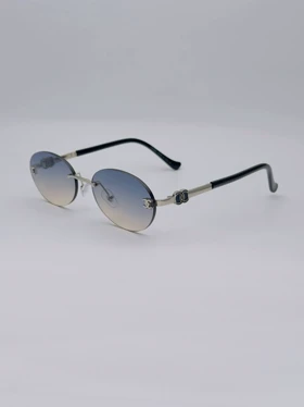 عینک آفتابی زنانه بیضی ترند شنل CAHNELمدلSG-0025-Oval Rimless Glasses (آبی نارنجی)