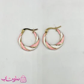 خرید گوشواره حلقه‌ای فانتزی رنگی سفید و صورتی کد 90