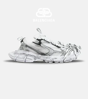 کفش کتانی مردانه و زنانه سفید مشکی Balenciaga 3XL مدل 7274