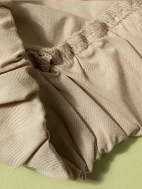 تاپ زنانه کتان یقه گرد آستین چین‌دار کمر کش کژوال سورنا