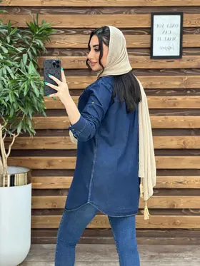 مانتو جین جیب پاکتی پایین هلالی