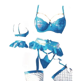 ست فانتزی فنردار جورابدار آبی آسمانی برند ژانت کد 8055