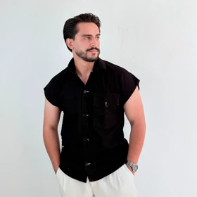 وست جین مشکی مدل جیب‌دار