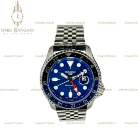 ساعت مچی سیکو 5 بند سیلور صفحه سرمه ای Seiko 5 GMT