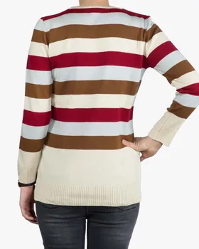 بلوز بافت زنانه راه راه یقه گرد