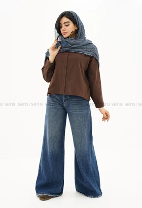 شومیز کراپ بغل دکمه کد1005301