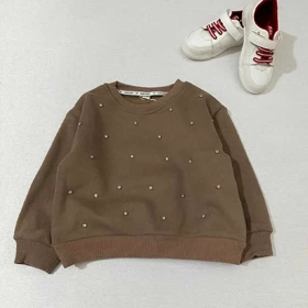 بلوز دخترانه لاینر دار نگین کوب شده خارجی