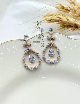 گوشواره ژوپینگ اشک کریستالی طرح مهسان