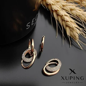 گوشواره حلقه‌ای دو حالته نگین‌دار ژوپینگ با طراحی بی نظیر