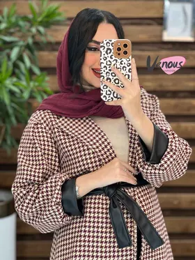 پالتو طرحدار سرآستین چرم