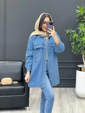 مانتو جین جیب پیله دار