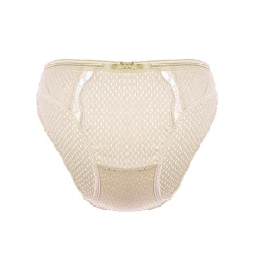 شورت زنانه لین مدل اسلیپ زنبوری جلو توری کرم کد 4681-528